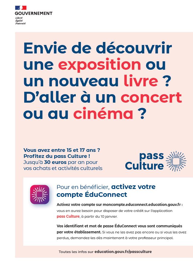 Pass Culture pour les 15-17 ans