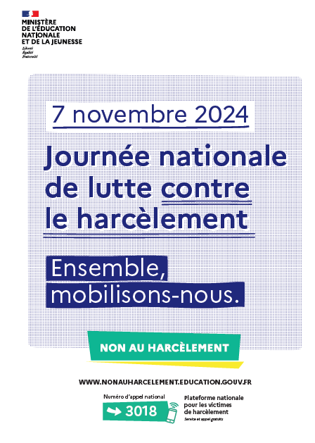 7 Novembre 2024 Journée nationale de lutte contre le harcèlement